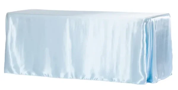 BABY BLUE RECTANGULAR SATIN TABLECLOTH 90" X 132"
