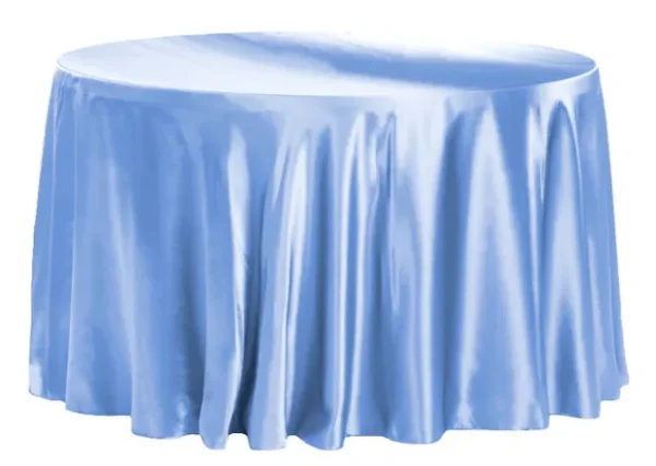 SERENITY BLUE ROUND SATIN TABLECLOTH 120"