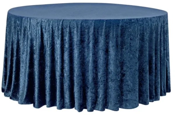 NAVY BLUE ROUND VELVET TABLECLOTH 132"