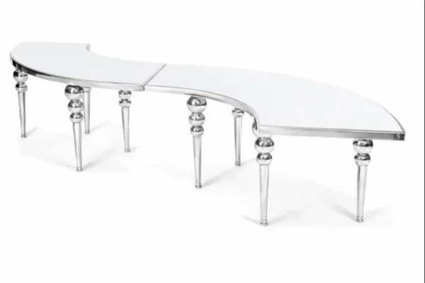 SILVER-WHITE WAVE SERPENTINE TABLE