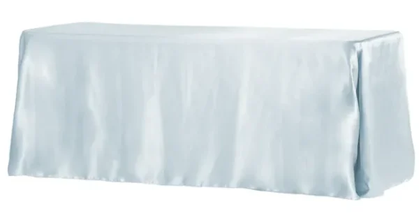 DUSTY BLUE RECTANGULAR SATIN TABLECLOTH 90" X 132"