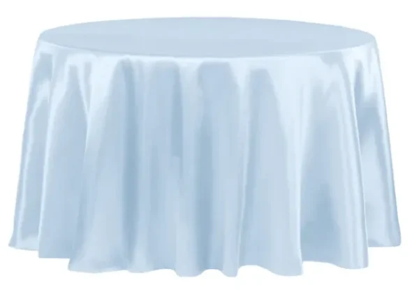 BABY BLUE ROUND SATIN TABLECLOTH 120"