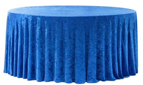 ROYAL BLUE ROUND VELVET TABLECLOTH 132"