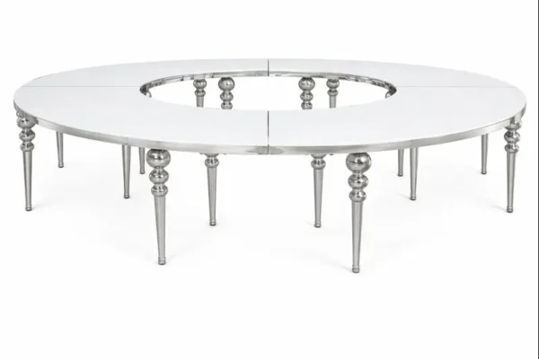 SILVER-WHITE WAVE ROUND TABLE