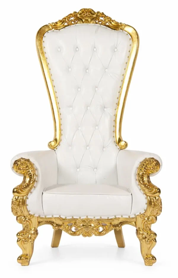 WHITE ELEGANCE THRONE CHAIR GOLD TRIM