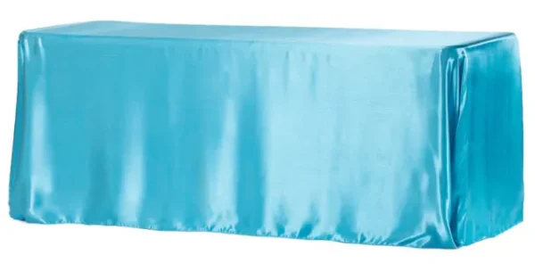 AQUA BLUE RECTANGULAR SATIN TABLECLOTH 90" X 156"