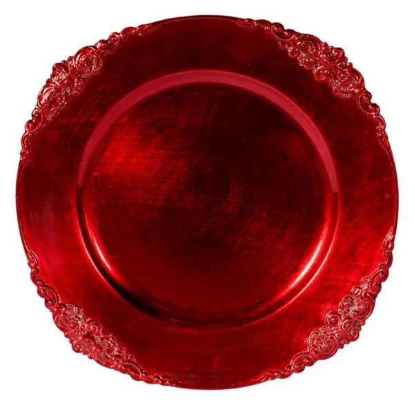 KIERA RED VINTAGE ACRYLIC CHARGER PLATE