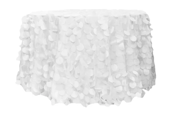 WHITE ROUND FLAMINGO TABLECLOTH 120"