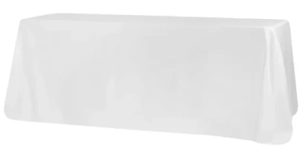 WHITE RECTANGULAR POLYESTER TABLECLOTH 90" X 156"