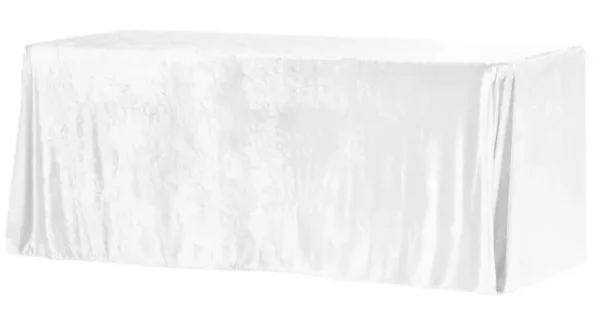WHITE RECTANGULAR VELVET TABLECLOTH 90" X 156"