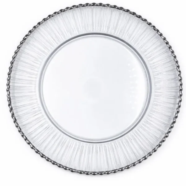 FINA GLASS CHARGER PLATE WITH SILVER RIM