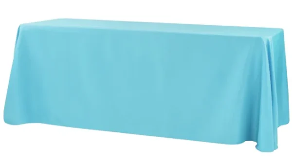 AQUA BLUE RECTANGULAR POLYESTER TABLECLOTH 90" X 132"