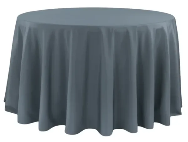 PEWTER ROUND POLYESTER TABLECLOTH 132"