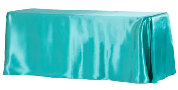 DARK TURQUOISE RECTANGULAR SATIN TABLECLOTH 90" X 156"