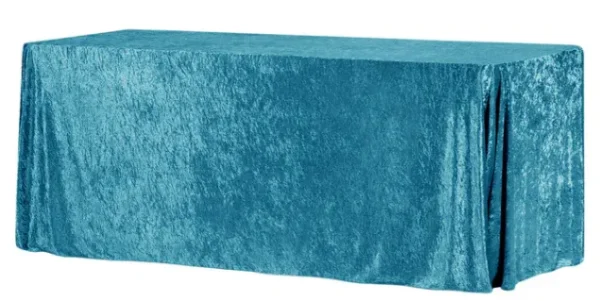 PEACOCK TEAL RECTANGULAR VELVET TABLECLOTH 90" X 156"