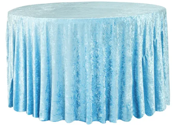 BABY BLUE ROUND VELVET TABLECLOTH 120"