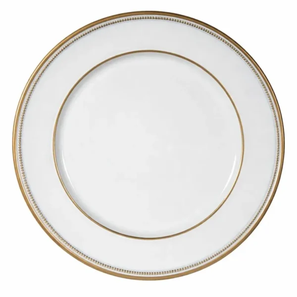 MAYA WHITE ACRYLIC CHARGER PLATE WITH GOLD RIM