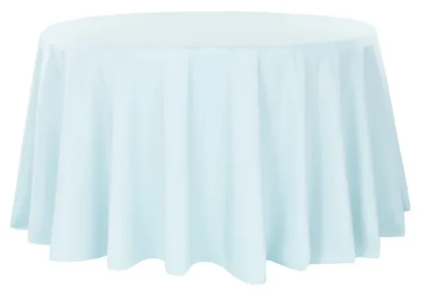 BABY BLUE ROUND POLYESTER TABLECLOTH 132"