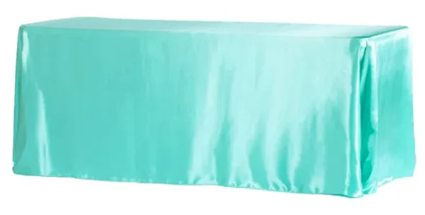 LIGHT TURQUOISE RECTANGULAR SATIN TABLECLOTH 90" X 156"