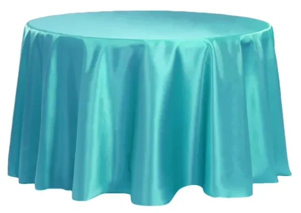 TURQUOISE ROUND SATIN TABLECLOTH 120"