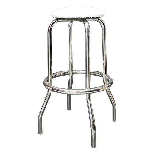 SILVER BISTRO STOOL WHITE CUSHION