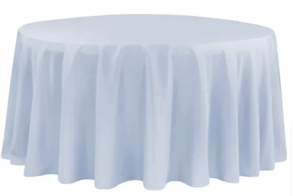DUSTY BLUE ROUND POLYESTER TABLECLOTH 132"