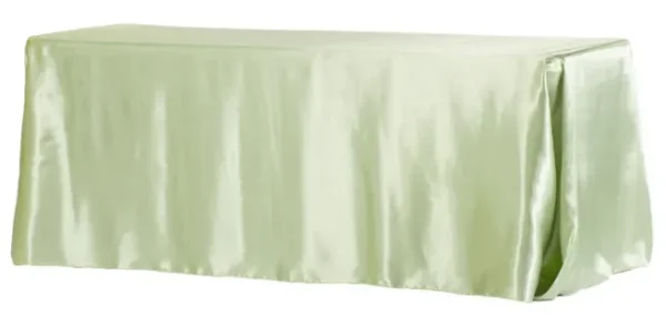 SAGE GREEN RECTANGULAR SATIN TABLECLOTH 90" X 132"