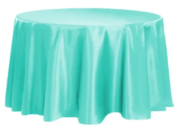 LIGHT TURQUOISE ROUND SATIN TABLECLOTH 120"