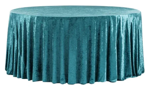 DARK TURQUOISE ROUND VELVET TABLECLOTH 120"