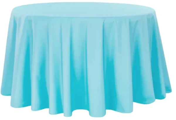 AQUA ROUND POLYESTER TABLECLOTH 132"