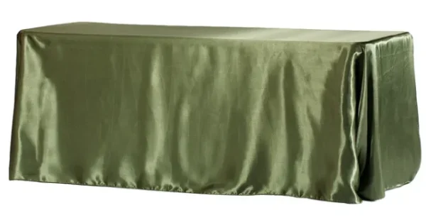 WILLOW GREEN RECTANGULAR SATIN TABLECLOTH 90" X 156"