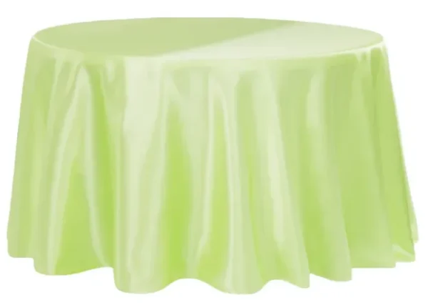 APPLE GREEN ROUND SATIN TABLECLOTH 132"