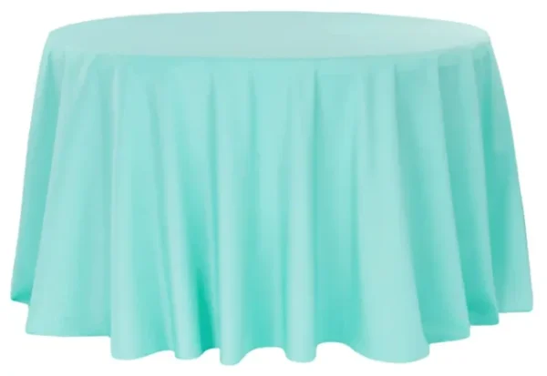 TURQUOISE ROUND POLYESTER TABLECLOTH 132"
