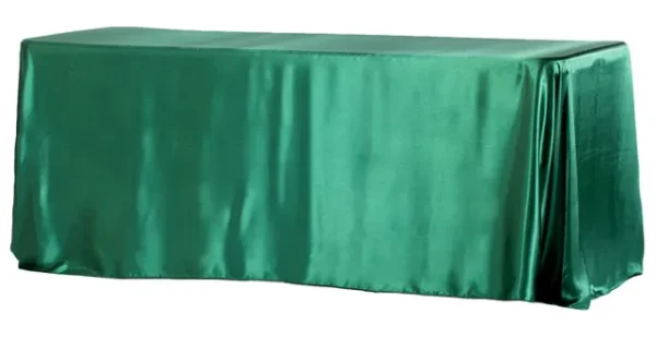 EMERALD GREEN RECTANGULAR SATIN TABLECLOTH 90" X 132"
