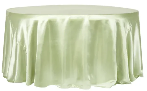 SAGE GREEN ROUND SATIN TABLECLOTH 120"