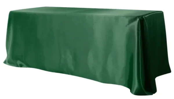 FOREST GREEN RECTANGULAR SATIN TABLECLOTH 90" X 132"
