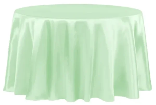 MINT GREEN ROUND SATIN TABLECLOTH 132"