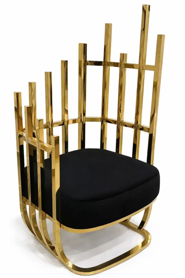 GOLD OLIVIA CHAIR BLACK CUSHION