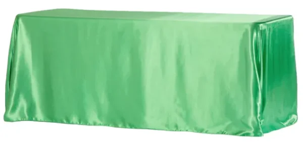 KELLY GREEN RECTANGULAR SATIN TABLECLOTH 90" X 156"