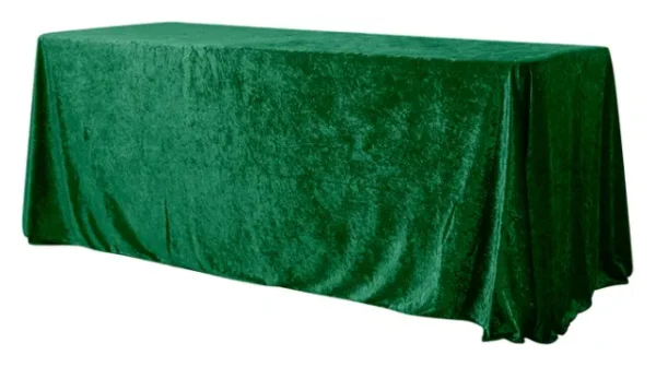 FOREST GREEN RECTANGULAR VELVET TABLECLOTH 90" X 156"