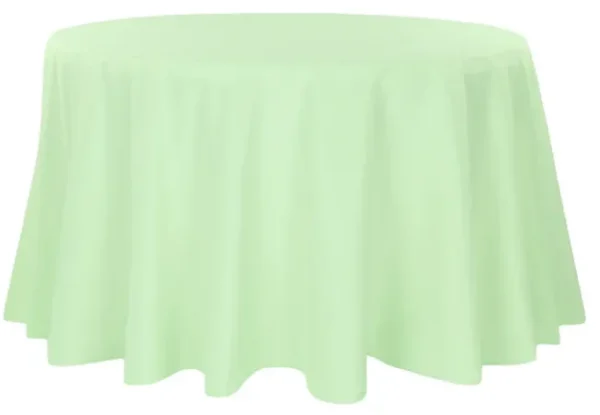 MINT GREEN ROUND POLYESTER TABLECLOTH 132"
