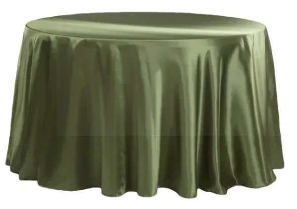 WILLOW GREEN ROUND SATIN TABLECLOTH 132"