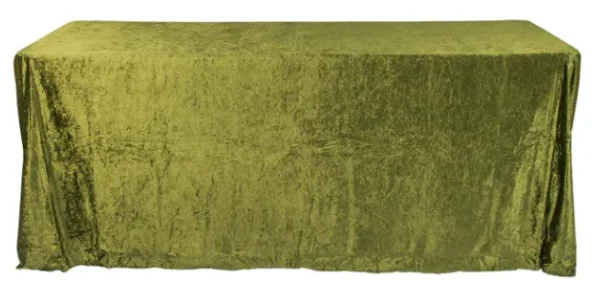 OLIVE GREEN RECTANGULAR VELVET TABLECLOTH 90" X 132"
