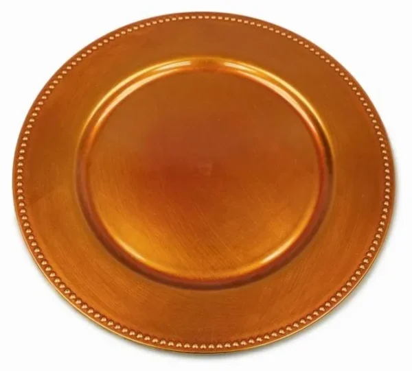 MAYA BURNT ORANGE ACRYLIC CHARGER PLATE