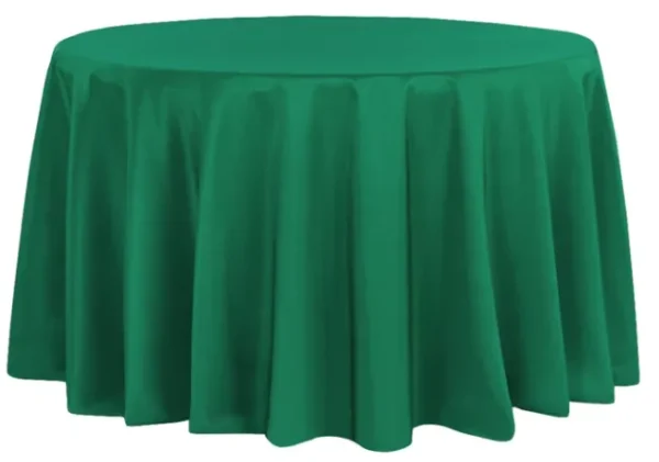EMERALD GREEN ROUND POLYESTER TABLECLOTH 132"