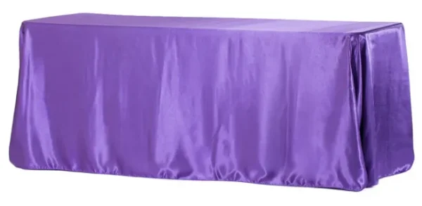 PURPLE RECTANGULAR SATIN TABLECLOTH 90" X 132"