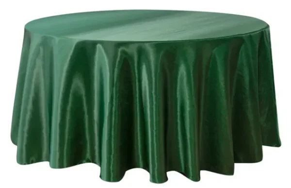 FOREST GREEN ROUND SATIN TABLECLOTH 132"