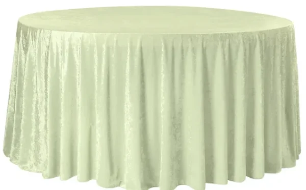 SAGE GREEN ROUND VELVET TABLECLOTH 120"