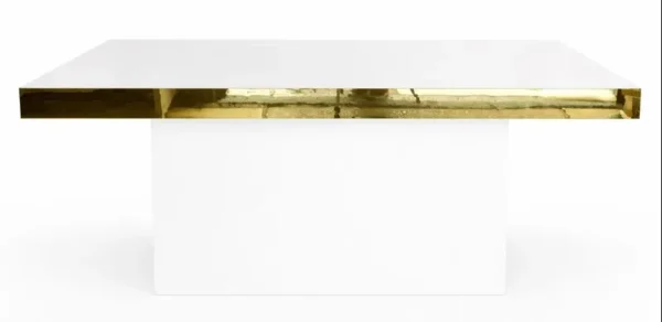WHITE PRINCESS RECTANGULAR TABLE GOLD TRIM