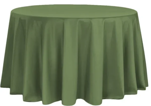 WILLOW GREEN ROUND POLYESTER TABLECLOTH 132"